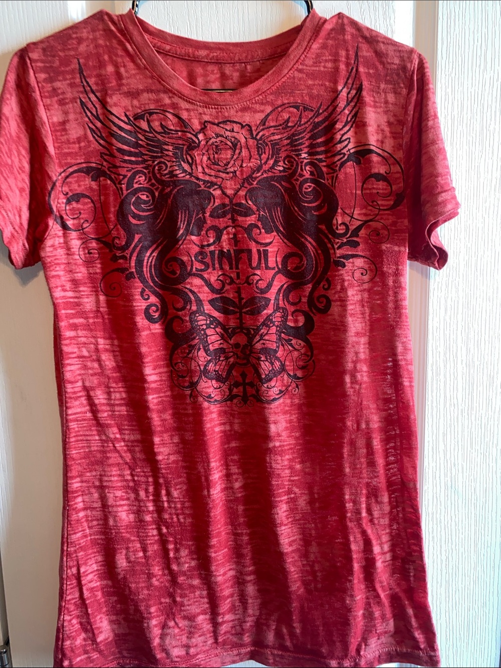 Sinful Red Short-Sleeve Women's Graphic Tee Y2K